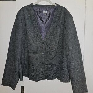 Worthington Gray 3-Button Peplum Blazer 24W)